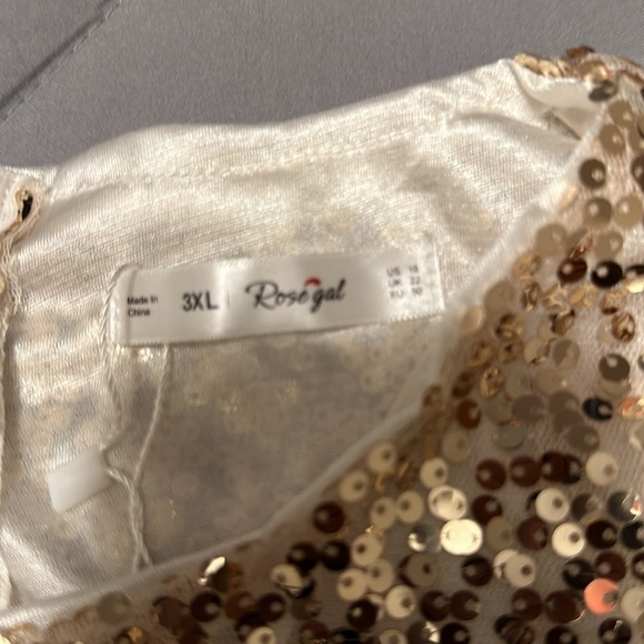 Rose Gal blue and gold  dress NEW - Picture 10 of 10